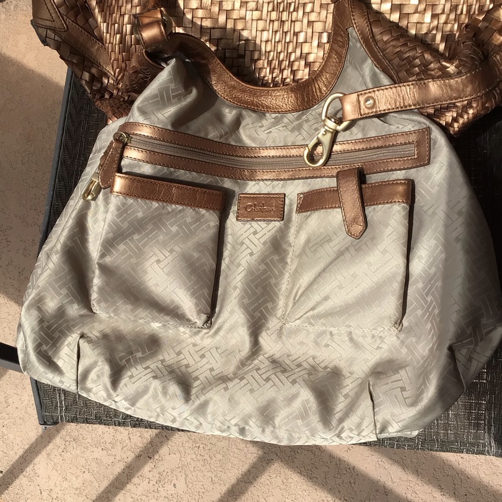 ❌SOLD❌ Cole Haan Genevieve Bronze Leather Woven Hobo Shoulder Bag - Picture 7 of 11